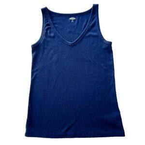 Old Navy Ribbed Knit Tank Top sz XL Tall Slim Fit V Neck Navy Layering Gym